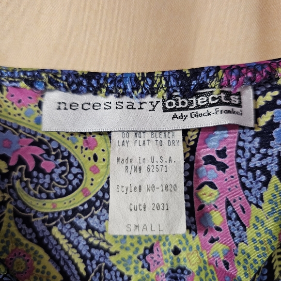 Vintage 90's Slip Chemise Nightgown Paisley Green Blue Sexy Silky - Picture 4 of 7